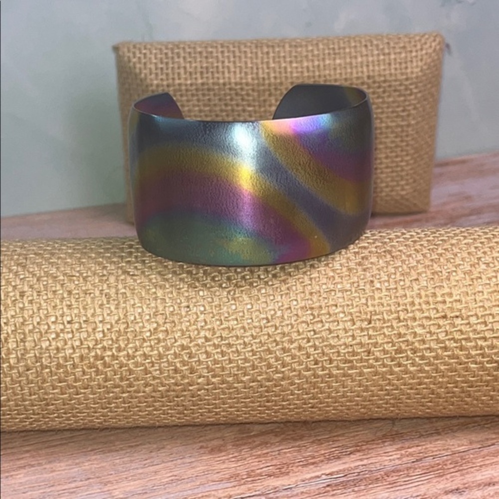 vintage anodized titanium wide bracelet cuff 1980's